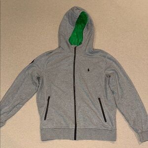 Polo by Ralph Lauren Gray Hoodie Jacket with Green Lining